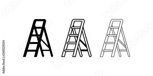 Quadro su tela Ladder icon variations for construction and access in monochrome.