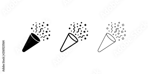 Foto Party popper confetti icons set for celebration festive event decoration