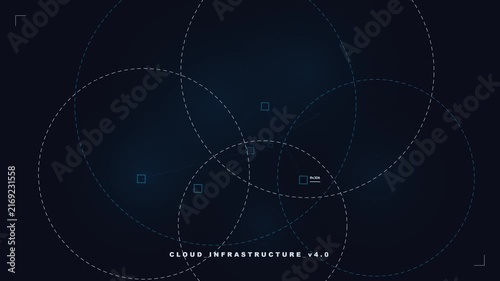 Futuristic Technology Interface with Network Nodes and Dashed Circles