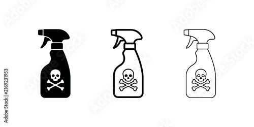 фотографія Toxic chemical cleaner spray bottle icons featuring skull danger sign
