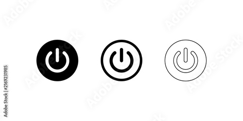 Fotografie Power button flat icons set black linear design for technology interface