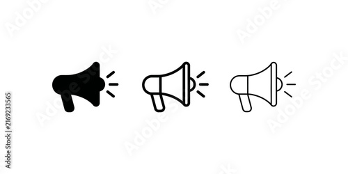 Fotografie Megaphone bullhorn announcement icon collection for news and media
