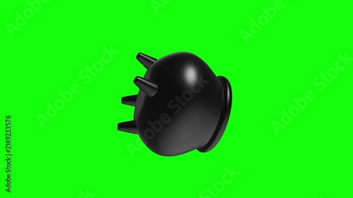 Cauldron object 3D animated on green screen background