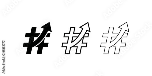 Canvastavla Hashtag growth icon representing rising success and trending topics