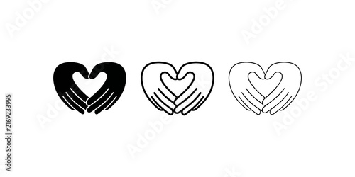 Cuadro en lienzo Heart hands symbol set representing care compassion and volunteerism