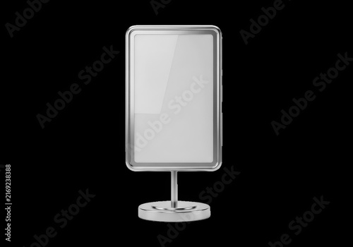 Empty silver metal sign stand on a round base isolated on transparent background
