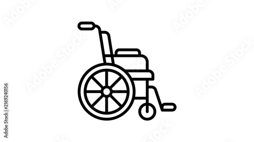 Isolated line art wheelchair icon on transparent background