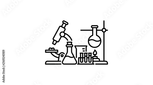Isolated Science Lab Equipment Line Art Icon