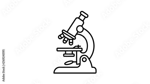 Isolated science microscope icon, simple outline on transparent background