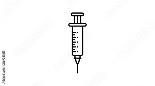 Medical Syringe Icon Isolated on Transparent Background - Health Care Line Art