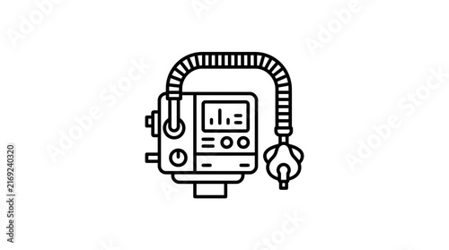 Medical ventilator icon isolated on transparent background, line art