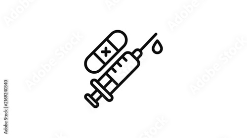 Medical Syringe and Bandage Icon Isolated on Transparent Background