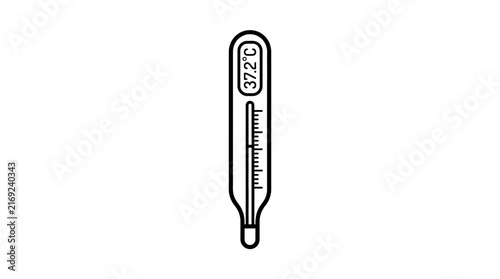Medical Thermometer Line Art Isolated Transparent Background