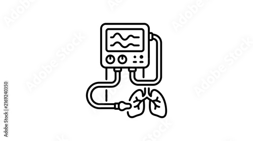 Medical ventilator and lungs icon, isolated on transparent background