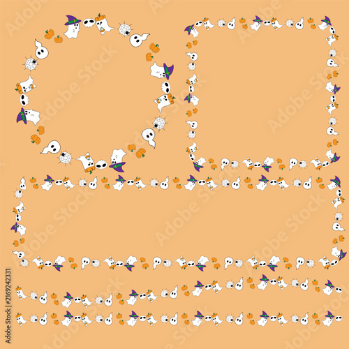 Cute Halloween Ghost and Pumpkin Border Frames