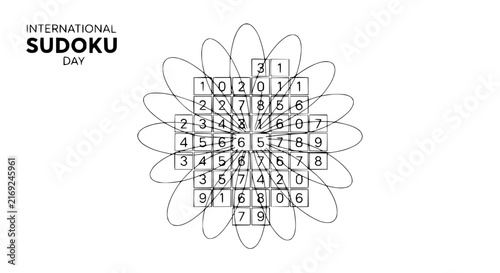 International Sudoku Day flower graphic with numbers