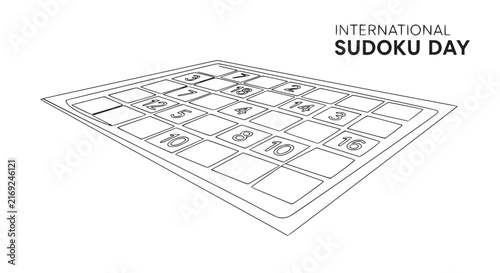 International Sudoku Day celebration graphic with numbers grid and text