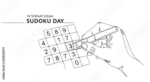 Hand Solving Sudoku Puzzle with Pen Isolated