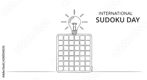 International Sudoku Day: Lightbulb Idea Bulb Over Grid