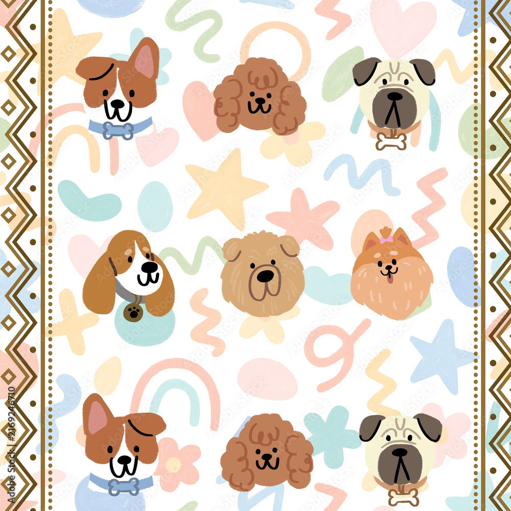 Fototapeta premium Cute Cartoon Zoo and Farm Animals Vector Collection featuring a Dog, Cat, Horse, Cow, Lion, Elephant, Pig, and Bear Illustrated for Kids
