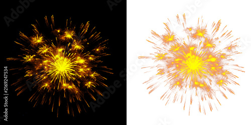 Принти на полотні Exploding yellow firework with sharp light rays and bright core, suitable for creating impactful celebratory visuals and artistic compositions