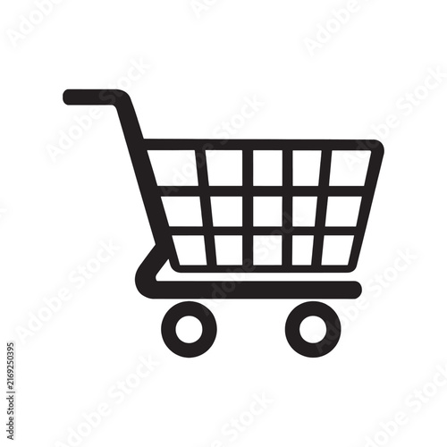 Black shopping cart vector icon with outlined wheels for web design shopping trolley grocery cart retail icon online store basket checkout commerce symbol buy symbol