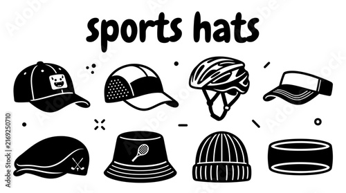 sports hats featuring baseball caps running caps cycling helmets visors golf caps tennis hats training headwear and athletic accessories outdoor sports fitness activities competitions training session