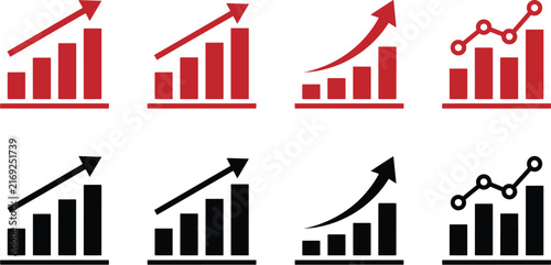 Isometric bar chart infographic set with pink and gray bars