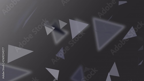 Abstract glowing triangles and geometric shapes on dark background