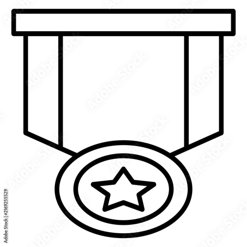 Circular star medal icon military award ribbon badge
