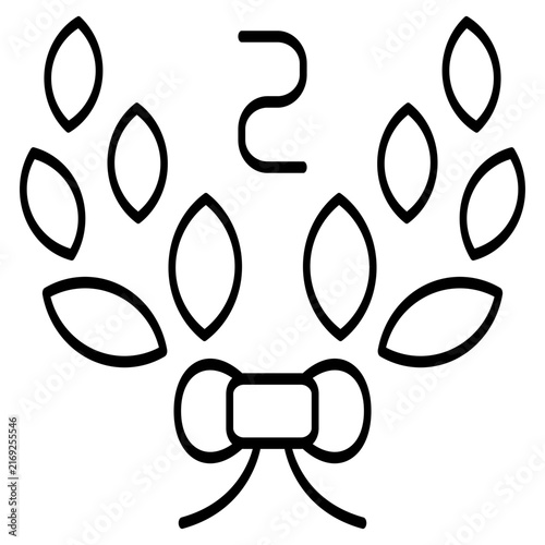 Second place laurel wreath icon number 2 runner up award ribbon