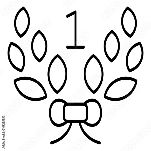 First place laurel wreath icon number 1 champion award ribbon
