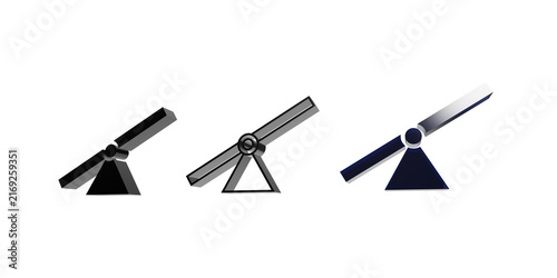 Cuadro en lienzo Set of seesaw balance icons in black and metallic render styles as PNG asset