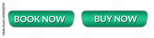 Modern Green Glossy BOOK NOW and BUY NOW Button Set for Website Design, Green Gradient BOOK NOW BUY NOW Call to Action Button Collection