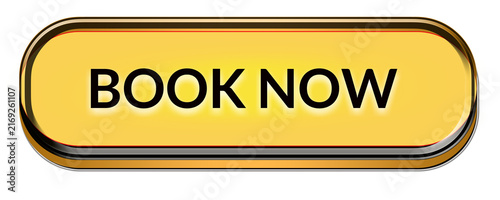 Modern Glossy Yellow BOOK NOW Button with Luxury Gold and Black Border