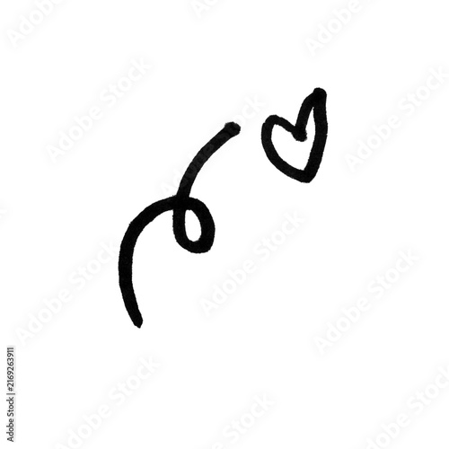 Hand-Drawn Spiral Doodle with Heart, Simple Black Line Art Love Sketch
