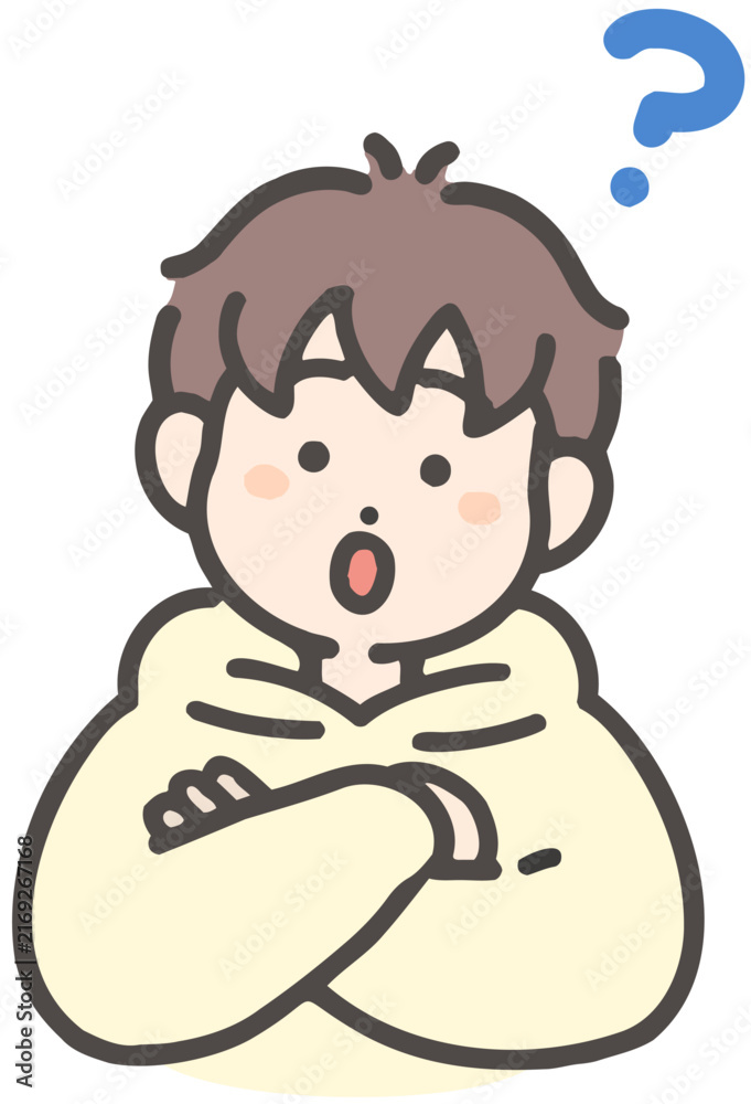 Obraz premium わからなくて首をかしげる男の子