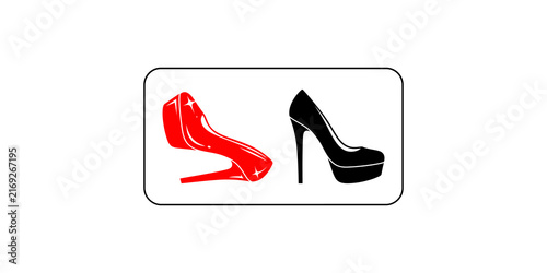 Obraz na płótnie Red and black high heel pump shoes vector graphics for luxury fashion website design