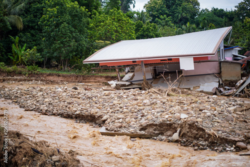 After the flood, the area was covered in mud and debris.