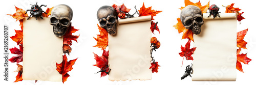 Set of Rustic torn paper frame with layered urban architecture details on transparent background. Ai generated
