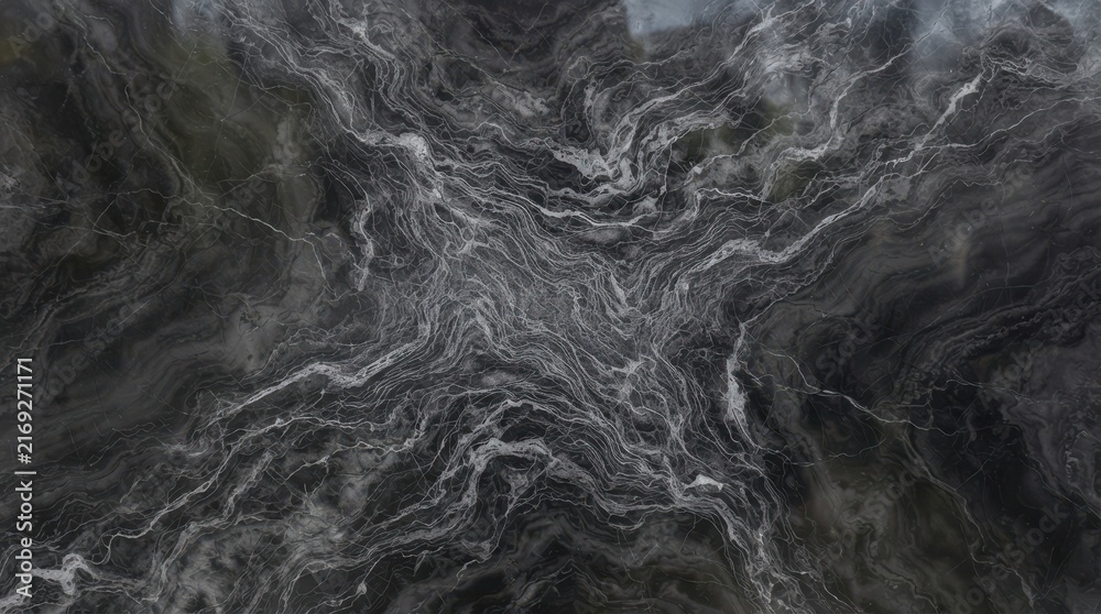 Fototapeta premium Dark charcoal and silver marble stone texture with natural veins and luxury pattern.