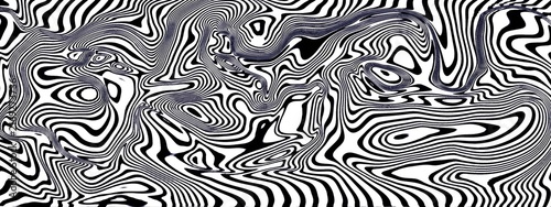 Cuadro en lienzo Abstract black and white background featuring a distorted liquid wavy pattern wi