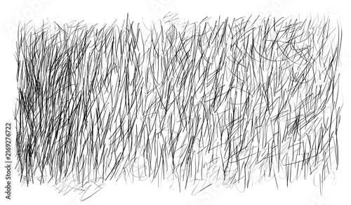 Textured Grass Drawing: A monochromatic sketch depicting the dense, vertical texture of grass, created with loose, expressive lines, evoking a sense of natural growth and simplicity.