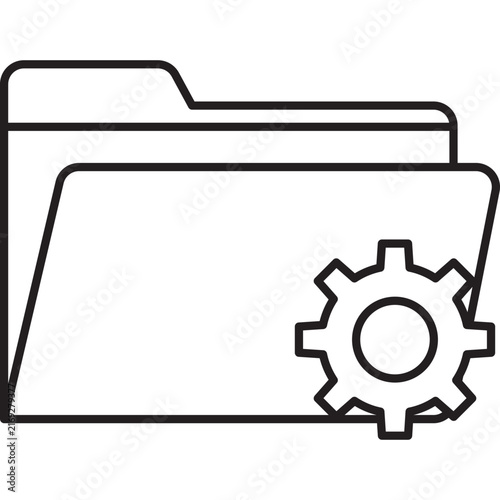 A minimalist outline icon of a file folder with a gear symbol, representing directory settings, system configuration, or file management options.