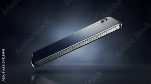 Modern smartphone device displaying slim metallic frame design against dark background suitable for mobile marketing campaigns.