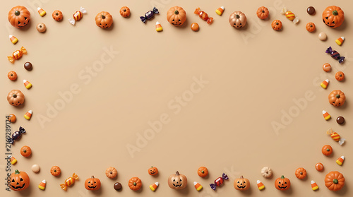 Halloween Candy Flat Lay Background for Seasonal Promotions