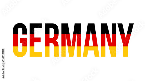 German flag colors forming the word Germany in bold typography on transparent background, patriotic and clean text design