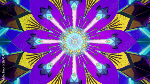 Canvastavla Bold purple, green and blue petals unfold around a radiant white center in a viv