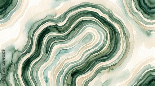 Green watercolor agate ring wavy pattern texture design