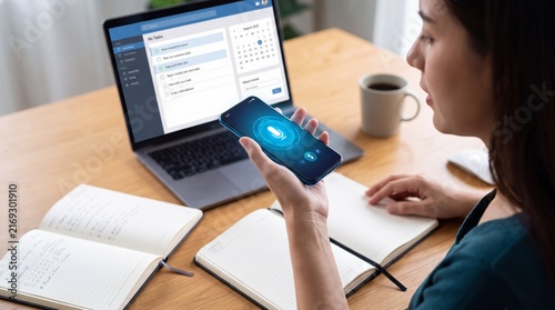 Woman Using Transparent Screen